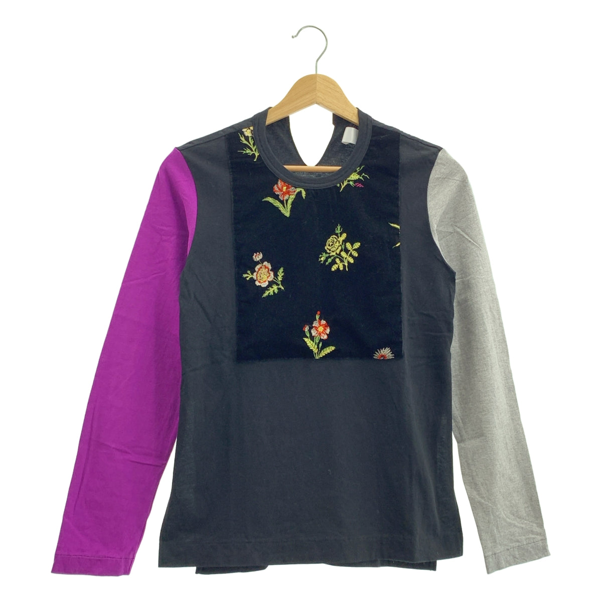 tao COMME des GARÇONS | 2022 秋冬 | 天鵝絨刺繡側開衩上衣 | M碼 | 黑色/紫/灰 | 女款