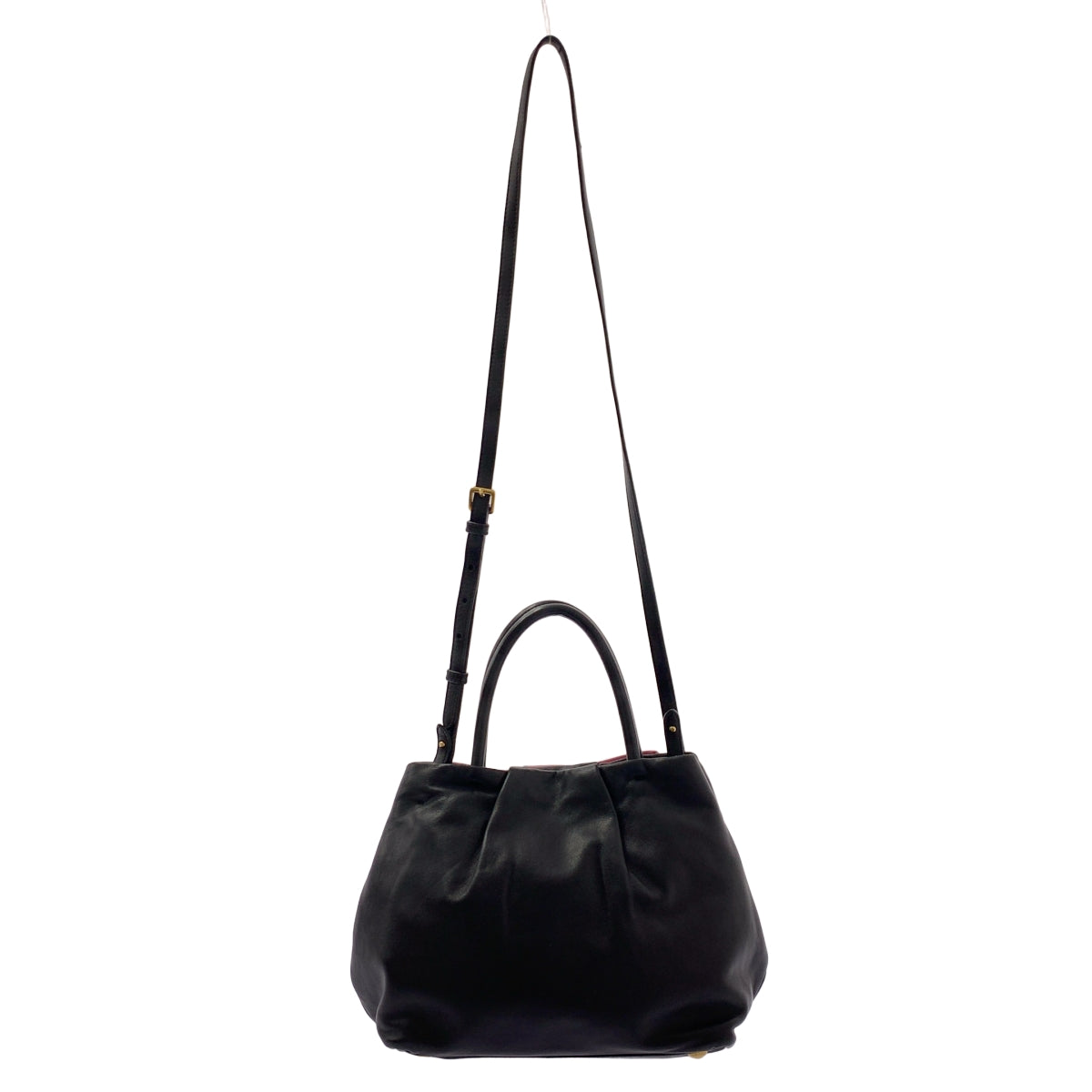 PRADA / プラダ | 2way ショルダー付き レザー バイカラー リボン ハンドバッグ |