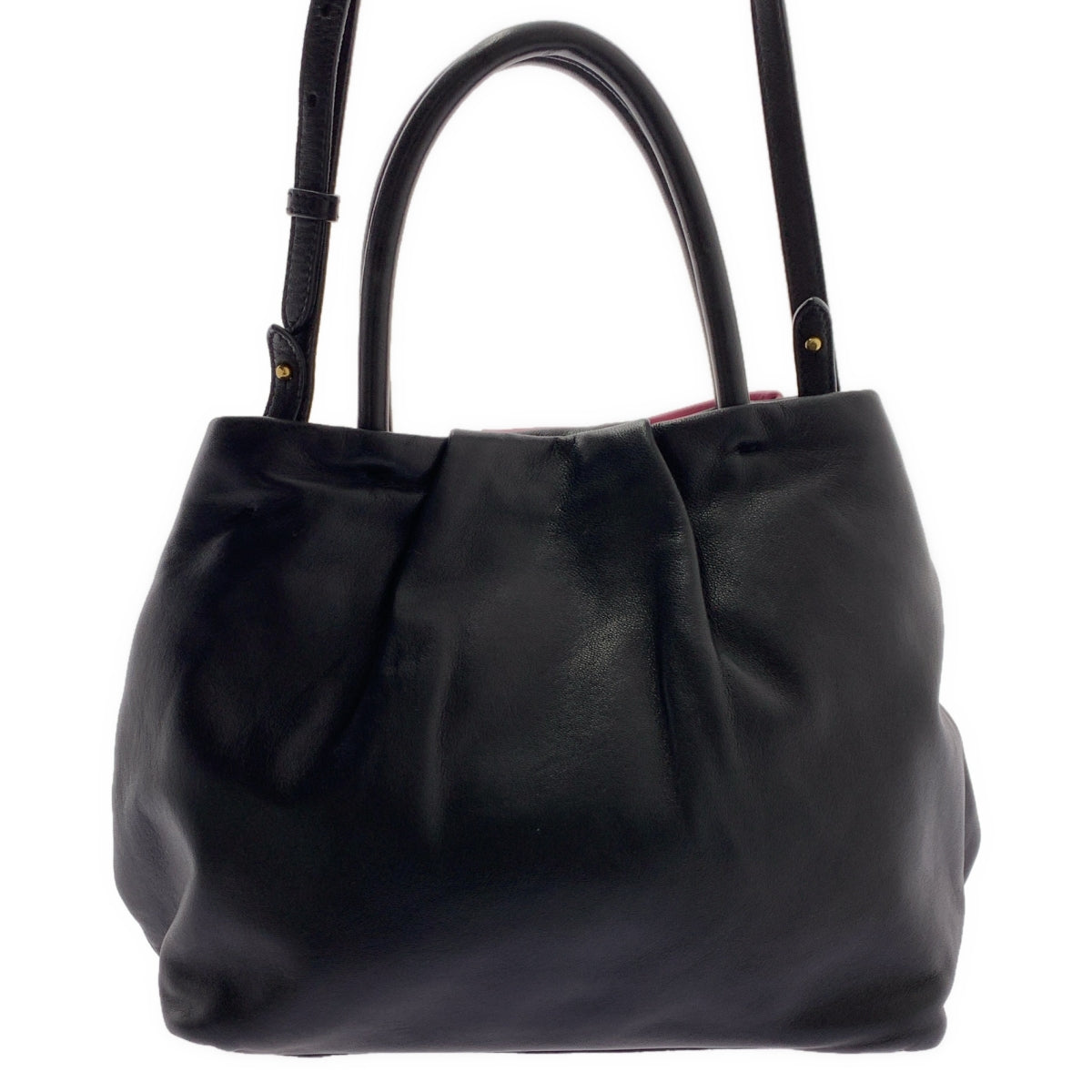 PRADA / プラダ | 2way ショルダー付き レザー バイカラー リボン ハンドバッグ |