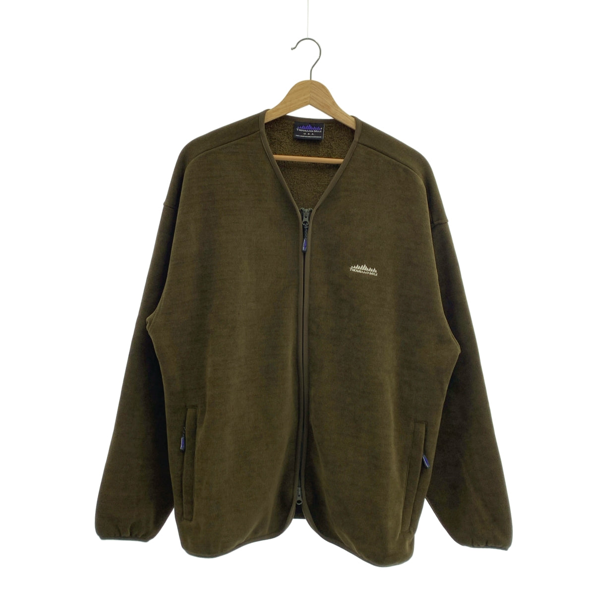 THOUSAND MILE | 標誌，羊毛襯裡，無領，雙拉鍊外套/束腰外套 | L 碼 | 橄欖色 | 男款