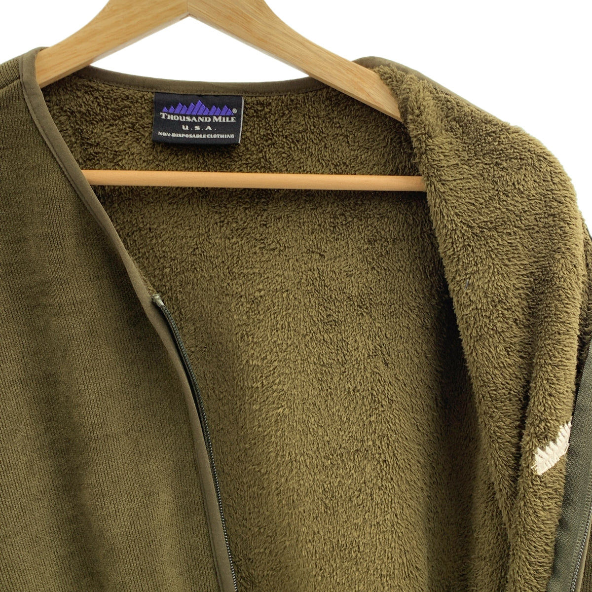 THOUSAND MILE | 標誌，羊毛襯裡，無領，雙拉鍊外套/束腰外套 | L 碼 | 橄欖色 | 男款