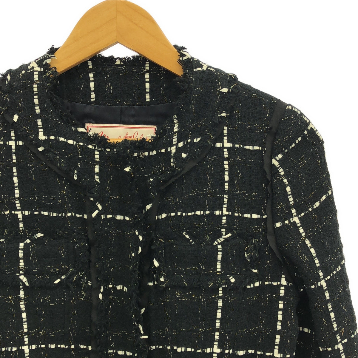 Shinzone / Shinzone | 我的達達尼安 / 我的達達尼昂粗花呢無領夾克 / 全襯裡 | 36 | 黑色 | 女款