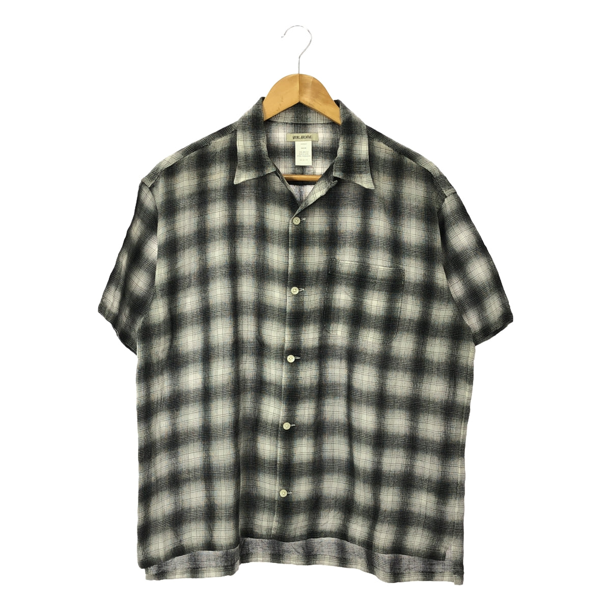 Vainl Archive | 2023SS | SLANT-SH-SS Wool Ombre Check Open Collar Short Sleeve Shirt | M | Gray | Men's