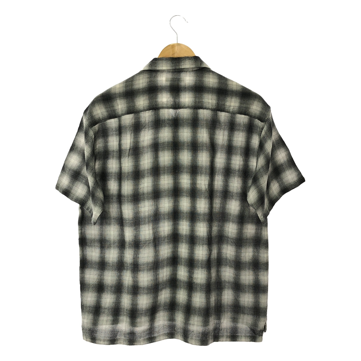 Vainl Archive | 2023SS | SLANT-SH-SS Wool Ombre Check Open Collar Short Sleeve Shirt | M | Gray | Men's