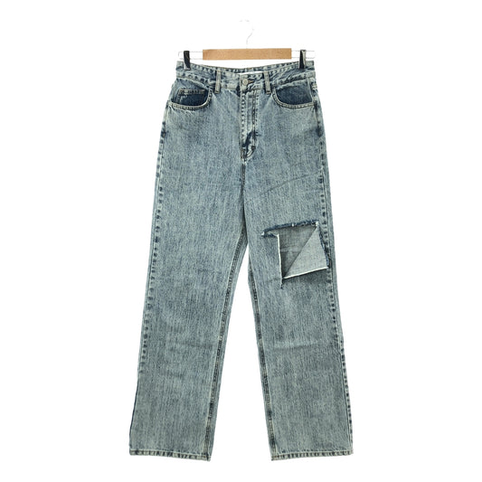 Rokh | Denim Pants / R1CA54 Distressed Leather Patch Denim Pants | 36 | Indigo | Women's