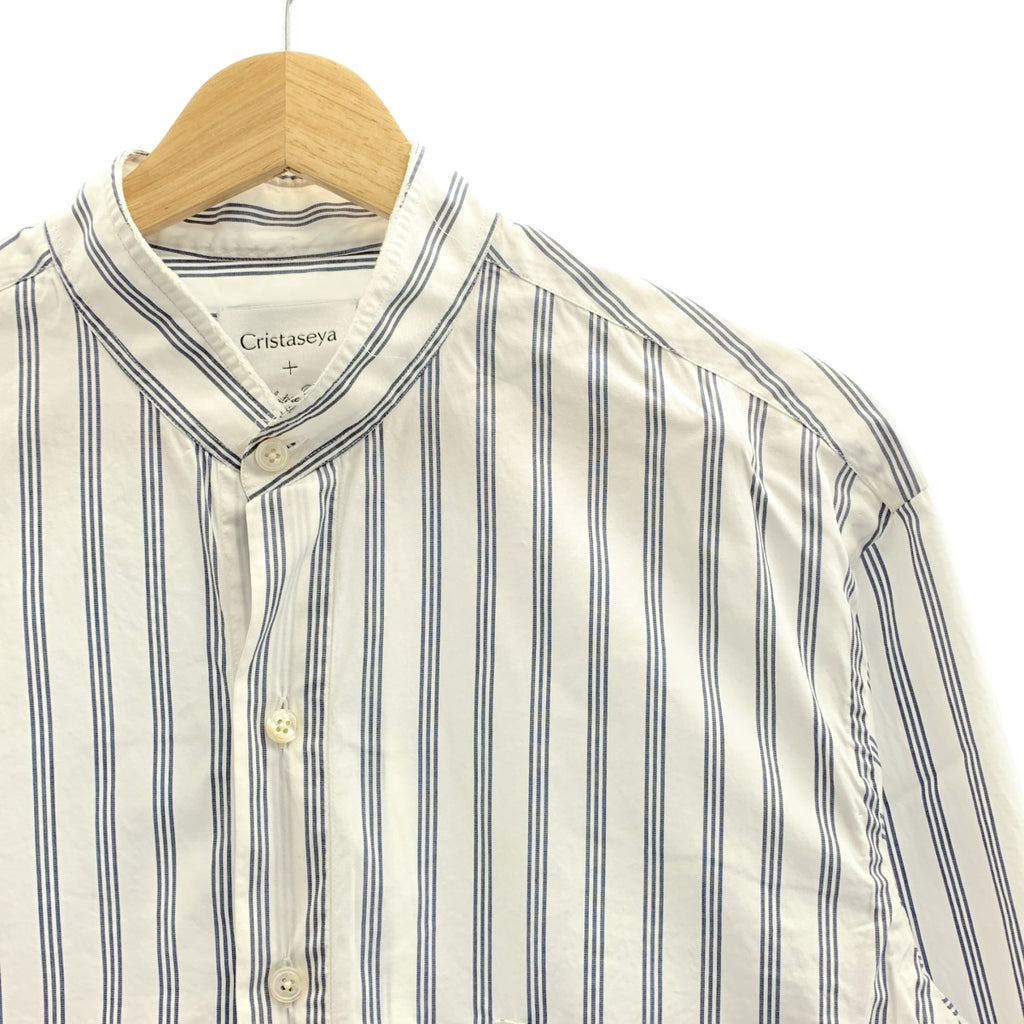 Cristaseya / Cristaseya | Salvatore Piccolo / Salvatore Piccolo 條紋毛式領襯衫 | 1 碼 | 白色/海軍藍 | 男士