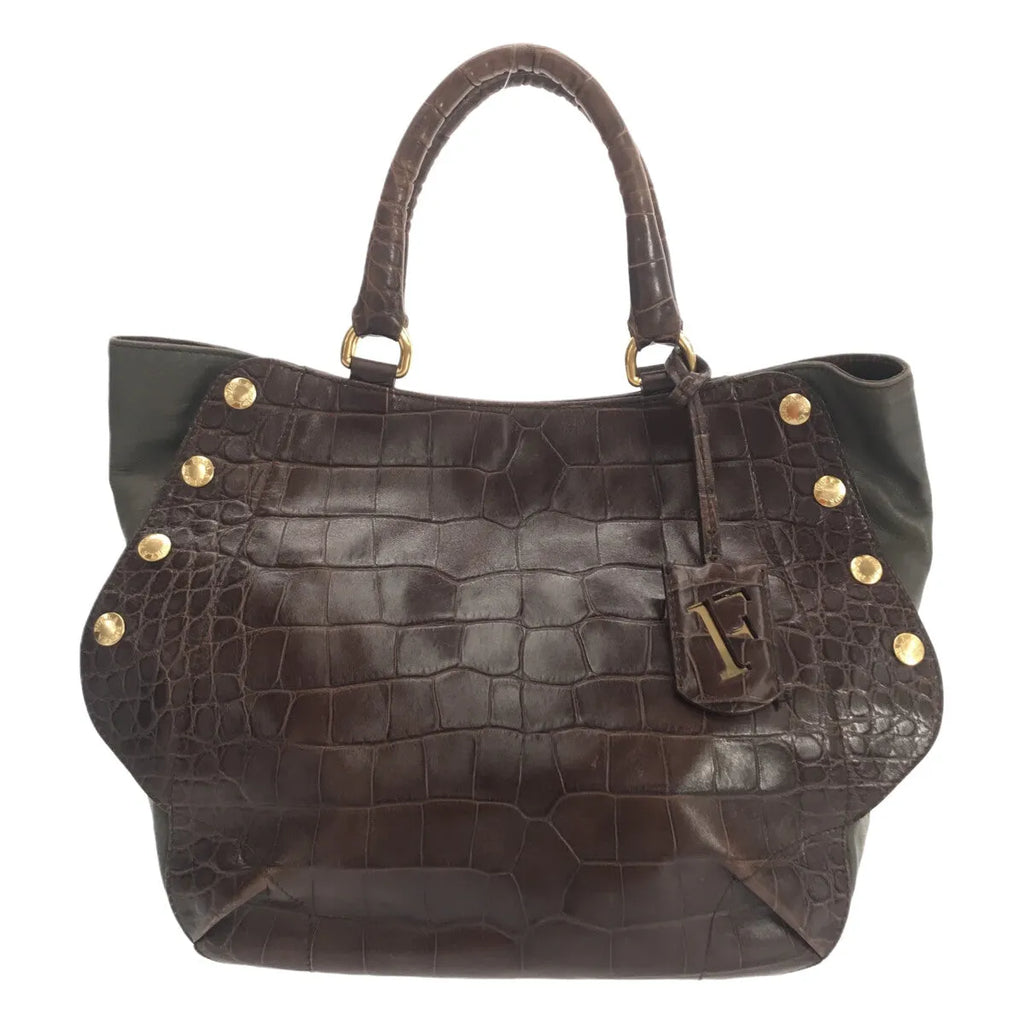 FURLA / フルラ | クロコダイル型押し トートバッグ | ブラウン | レディース