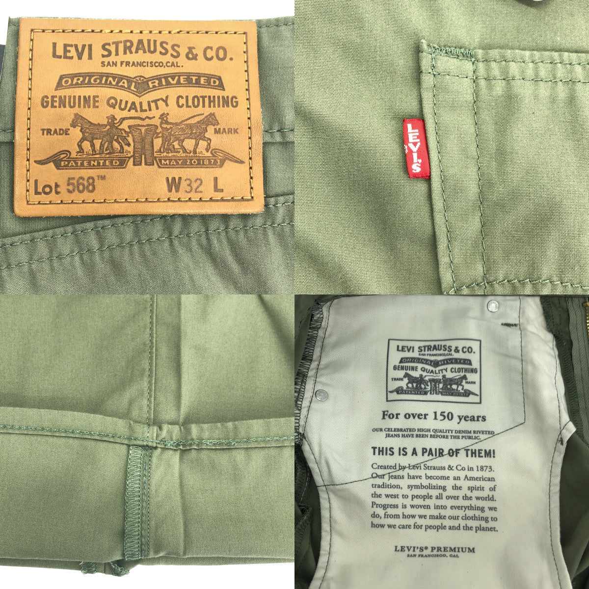 【美品】  Levi's / リーバイス | 568 STAY LOOSE PLEATED CROP / 39957-0009 スラックス パンツ | 32 | olive | メンズ