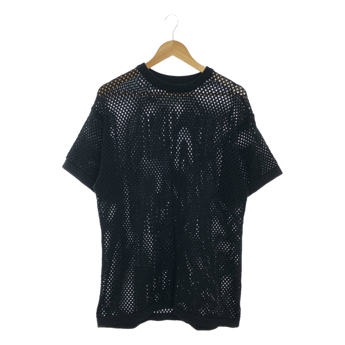 [Good Condition] MM6 Maison Margiela / MM6 Maison Margiela | 2024SS | MESH STRETCHED NUMBER T-SHIRT Mesh Numbering Knit T-Shirt Unisex | XS | Black | Men's