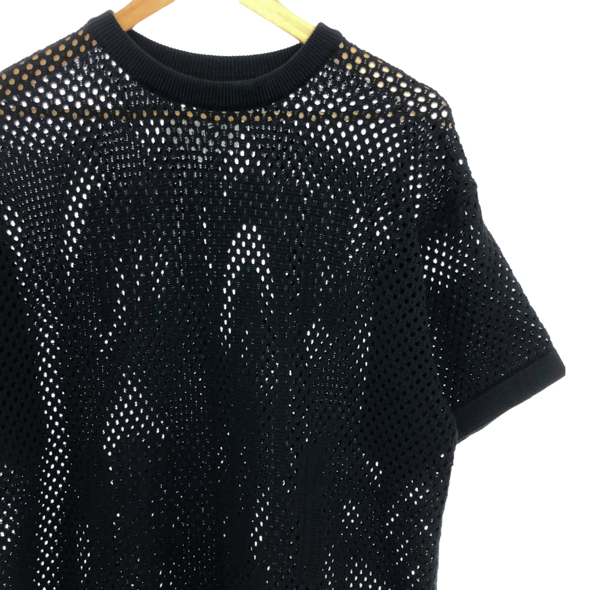 [Good Condition] MM6 Maison Margiela / MM6 Maison Margiela | 2024SS | MESH STRETCHED NUMBER T-SHIRT Mesh Numbering Knit T-Shirt Unisex | XS | Black | Men's