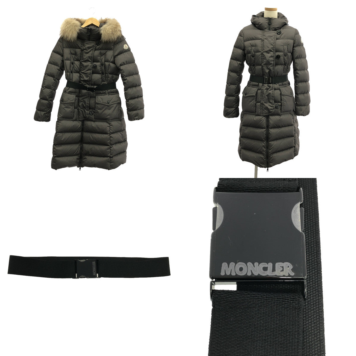 MONCLER / Moncler | GENEVRIETTE GIUBBOTTO / 쥬누 브리에테 벨티드 다운 코트 후디 / 착탈 가능 퍼 포함 | 0 | 여성