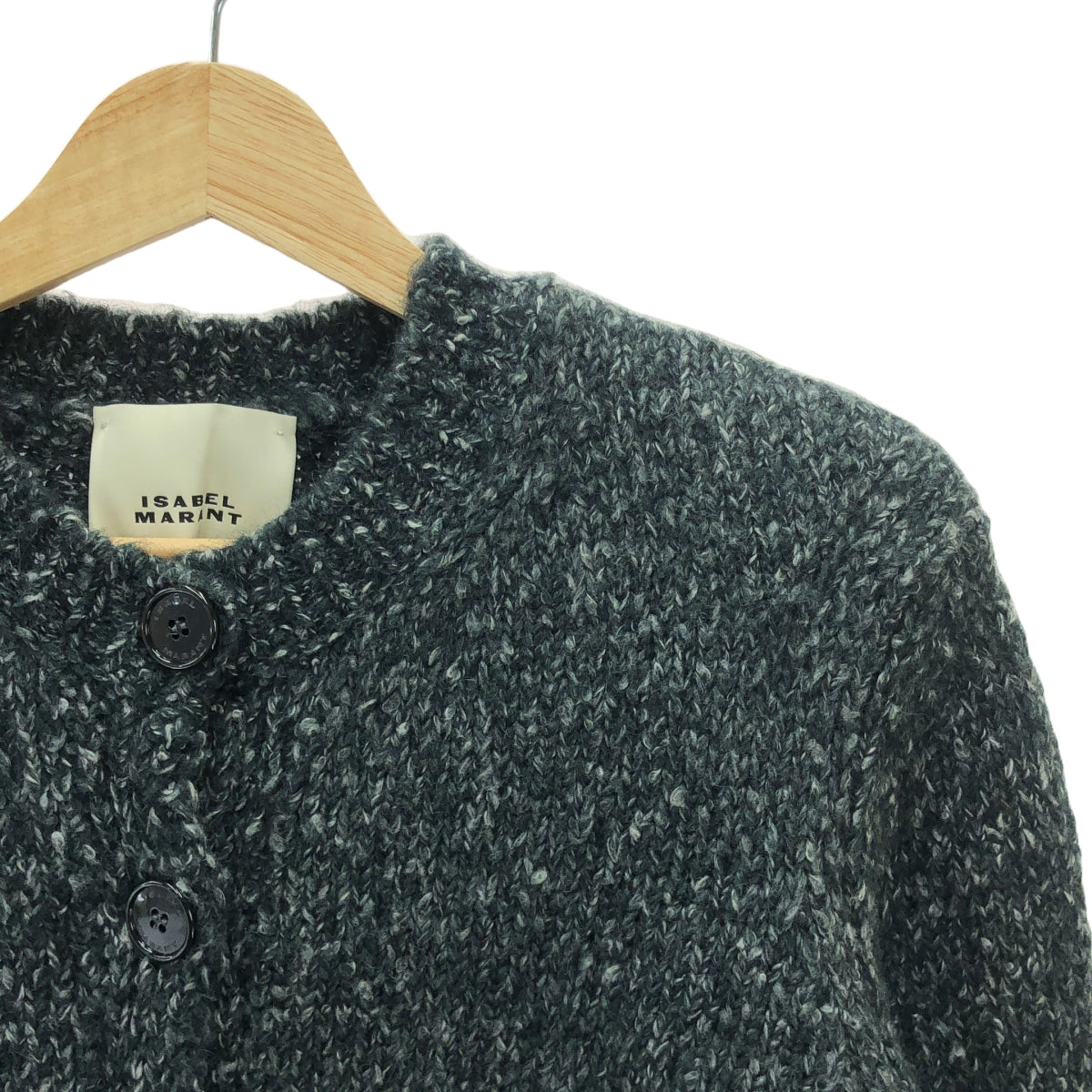 【美品】  ISABEL MARANT / イザベルマラン | 2024AW | KATHLEN Cardigan ニットカーディガン | 40 | グレー/ホワイト | レディース