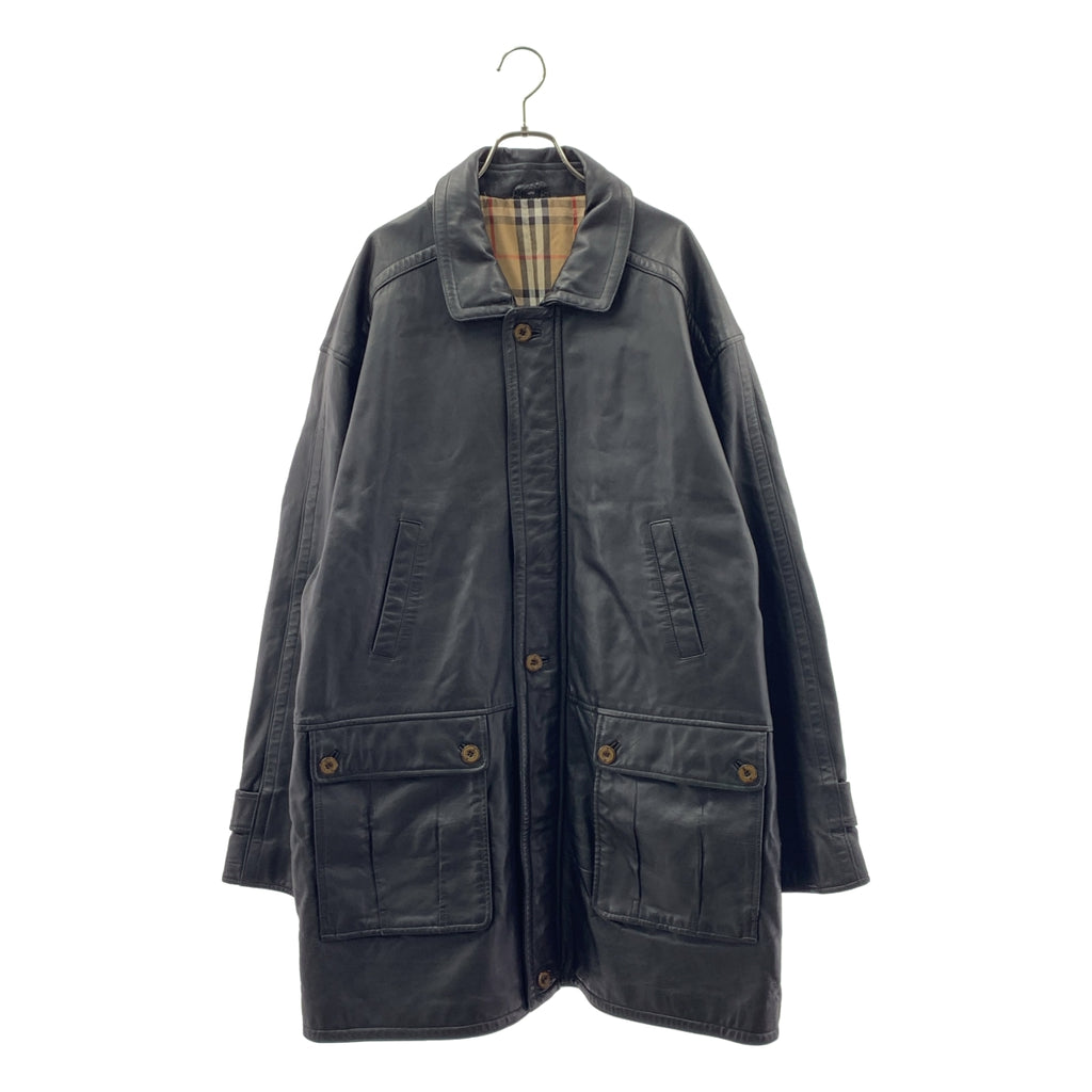 Burberry / 버버리 | 70s~ / Black Leather Jacket 노바 체크 안감 가죽 재킷 | 56 |