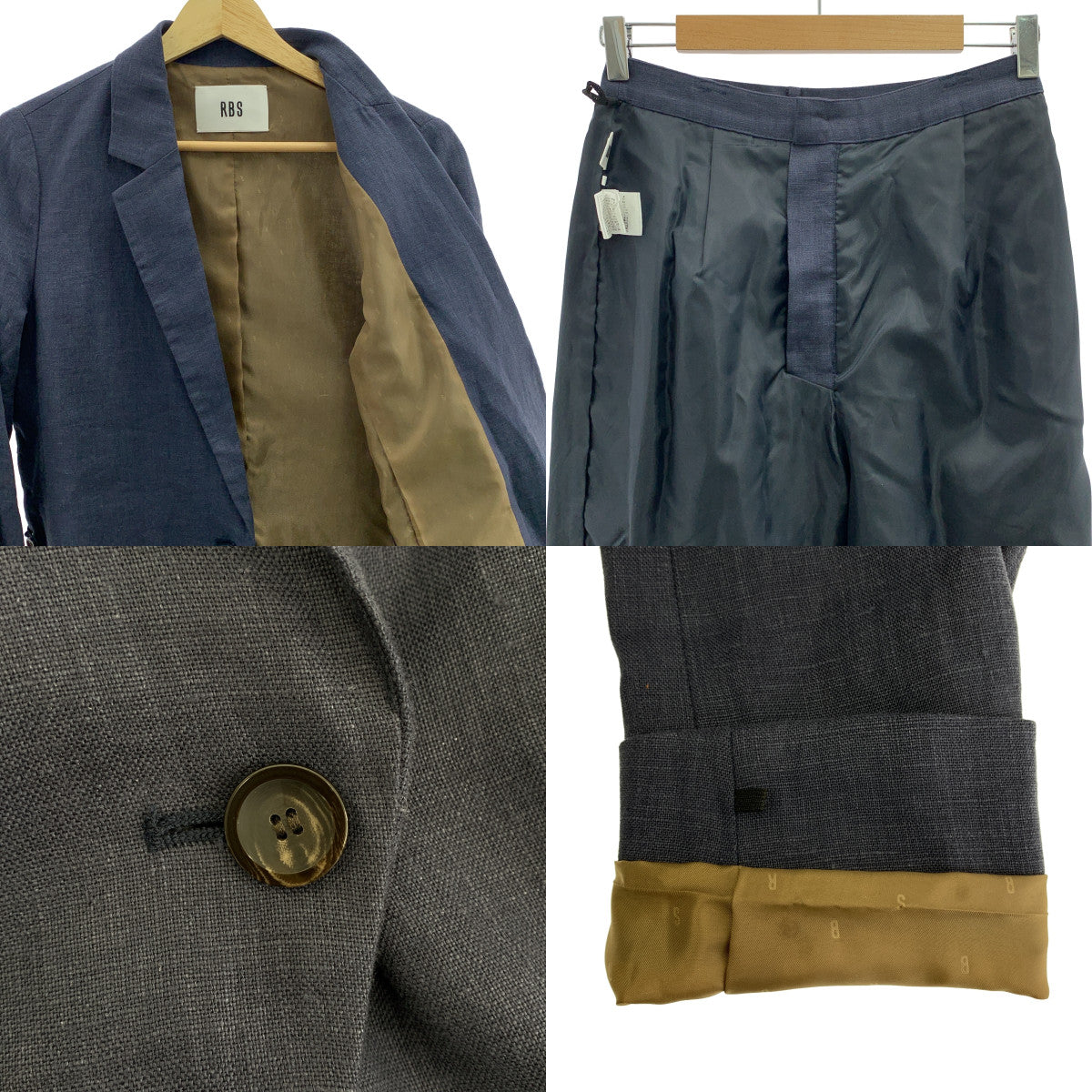 Ray BEAMS / レイビームス | 2020SS | RBS / セットアップ リネン 1B テーラードジャケット ロゴ総裏地 / スリット タック スラックス パンツ 裏地付き | S | レディース