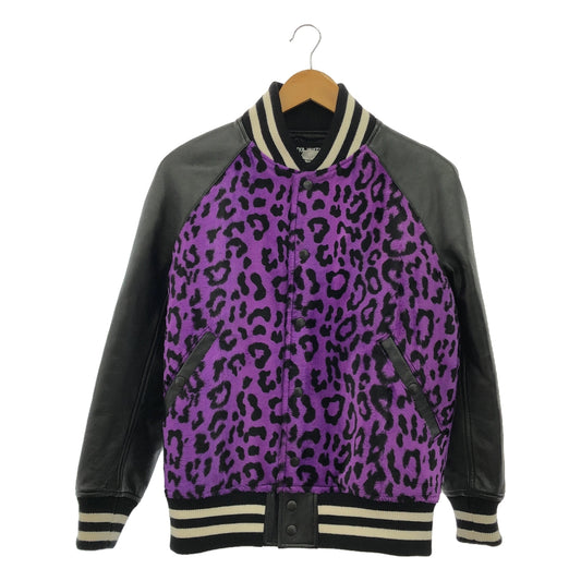 [Good Condition] JUNYA WATANABE COMME des GARCONS / Junya Watanabe | 2017AW | Cowhide leather leopard jacket / blouson / fully quilted lining | XS | Purple/Black | Women's