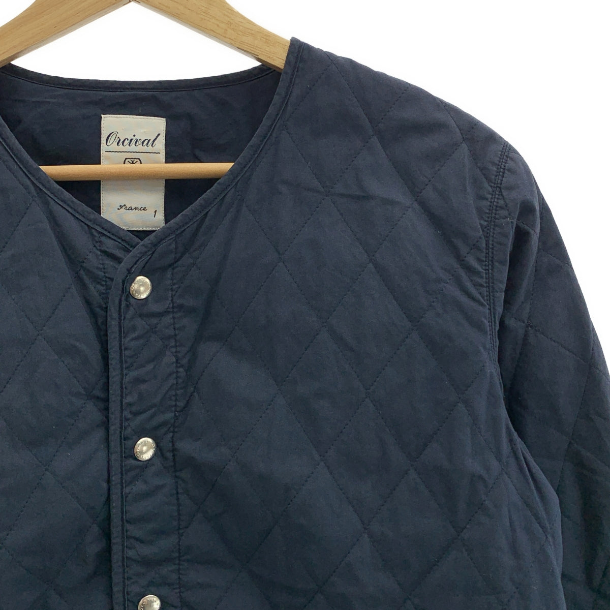 ORCIVAL / オーチバル | インサレーション キルティング ノーカラージャケット | 1 | ネイビー | レディース