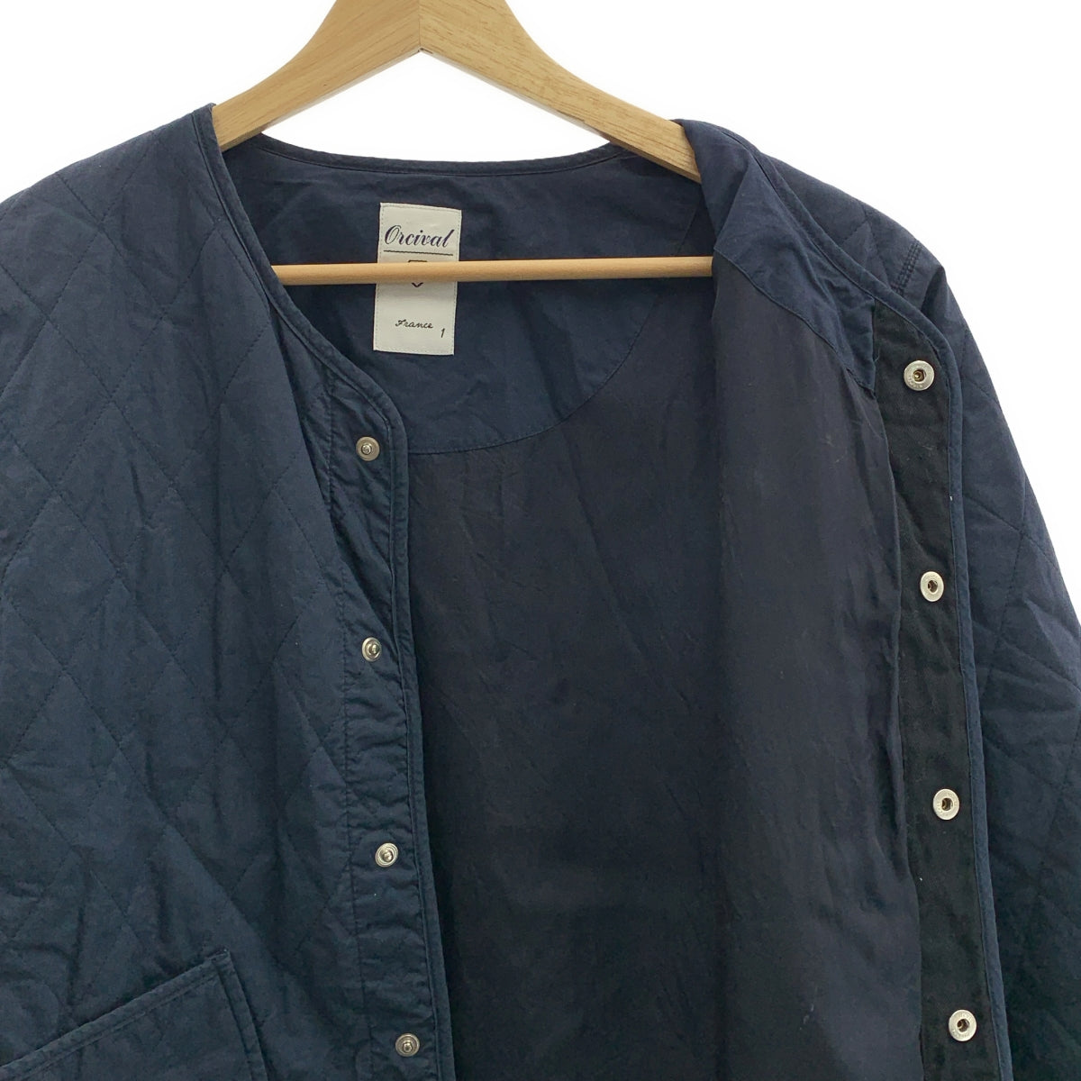 ORCIVAL / オーチバル | インサレーション キルティング ノーカラージャケット | 1 | ネイビー | レディース