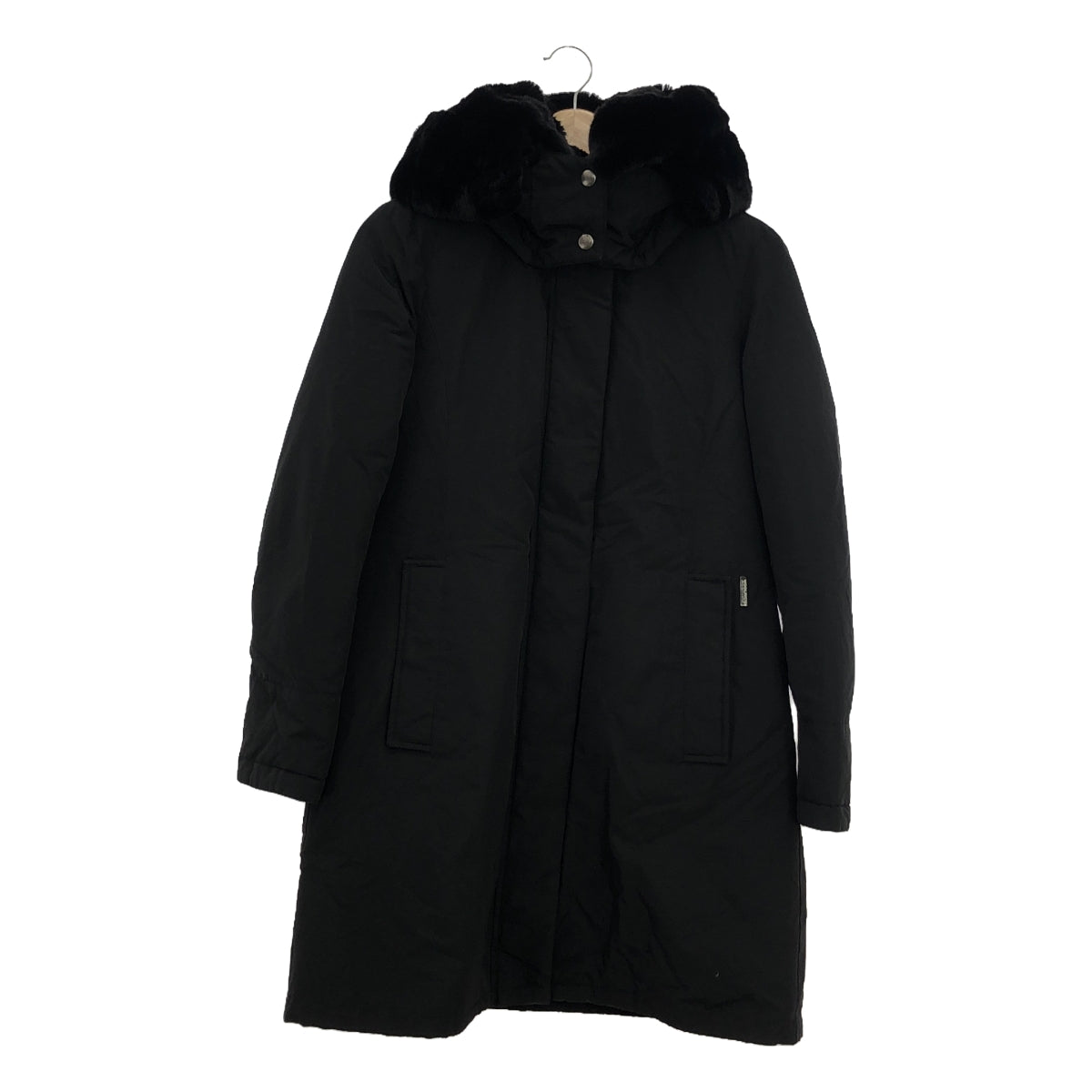 WOOLRICH / 울 리치 | BOW BRIDGE COAT 보우 브릿지 래빗 퍼 첨부 다운 코트 | XS | 블랙 | 여성