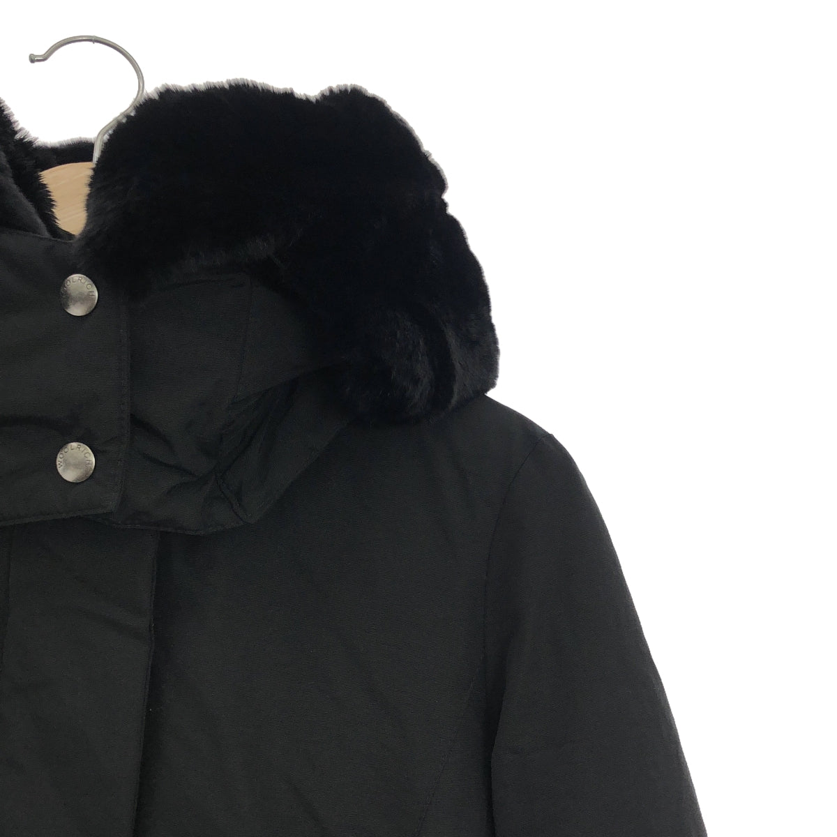 WOOLRICH / 울 리치 | BOW BRIDGE COAT 보우 브릿지 래빗 퍼 첨부 다운 코트 | XS | 블랙 | 여성