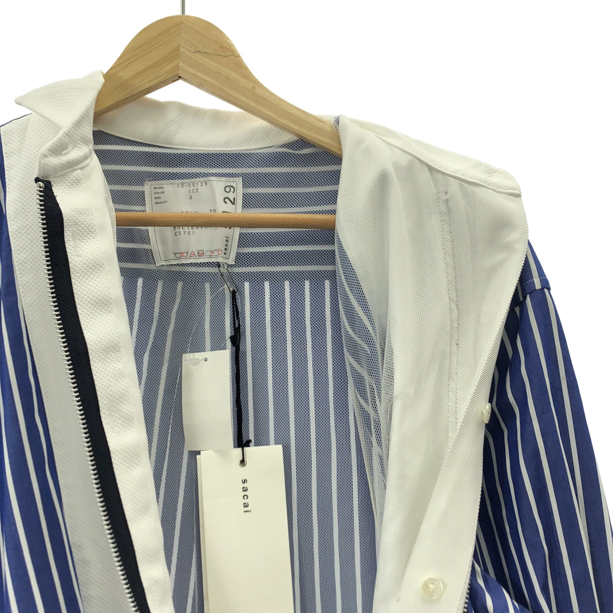 sacai / 사카이 | Suiting × Cotton Poplin 스트라이프 원피스 | 3 | 여성