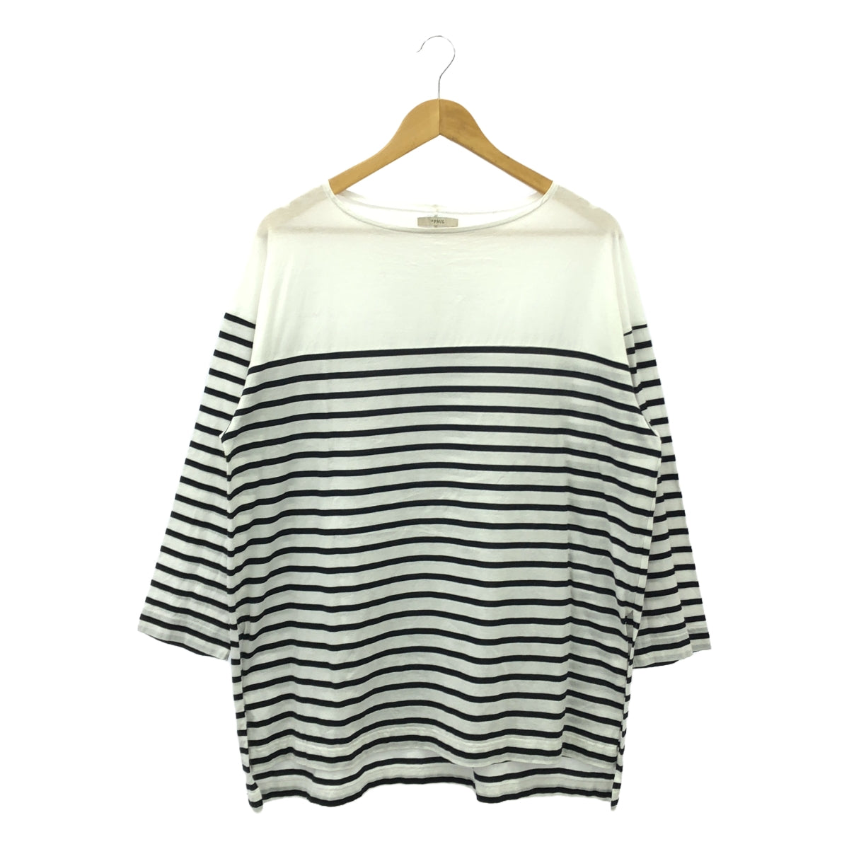 LE PHIL | Big Stripe Long Sleeve T-Shirt | F | White/Black | Women's