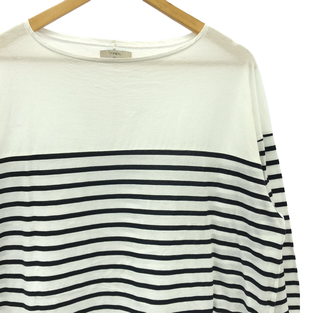 LE PHIL | Big Stripe Long Sleeve T-Shirt | F | White/Black | Women's