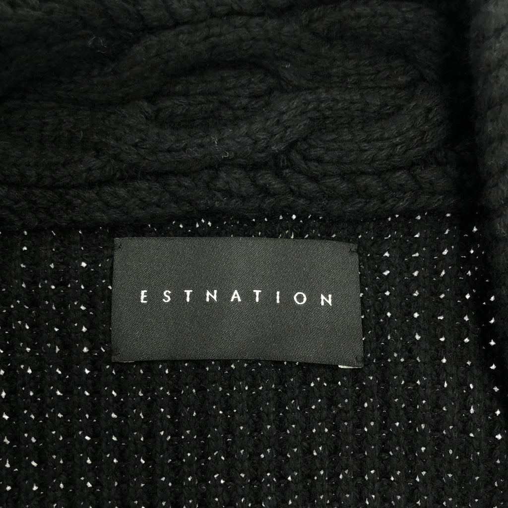 ESTNATION / エストネーション | ウール ケーブル ニット ロングカーディガン | L | ブラック | メンズ