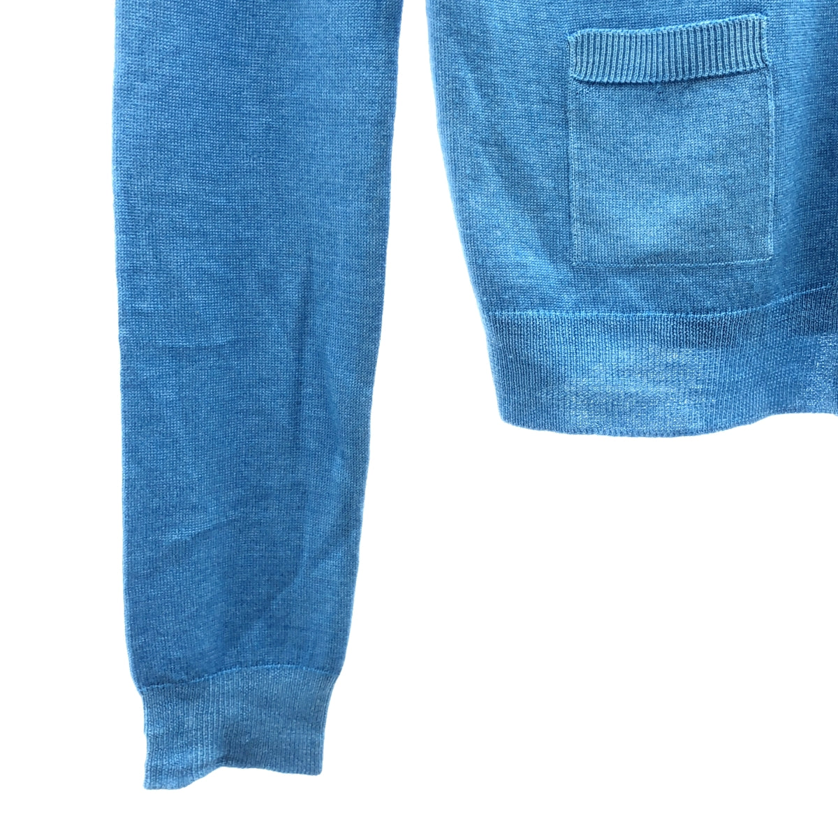 PRADA / プラダ | ウール シルク ハイゲージ クルーネック ニットカーディガン | 38 | ブルー | レディース