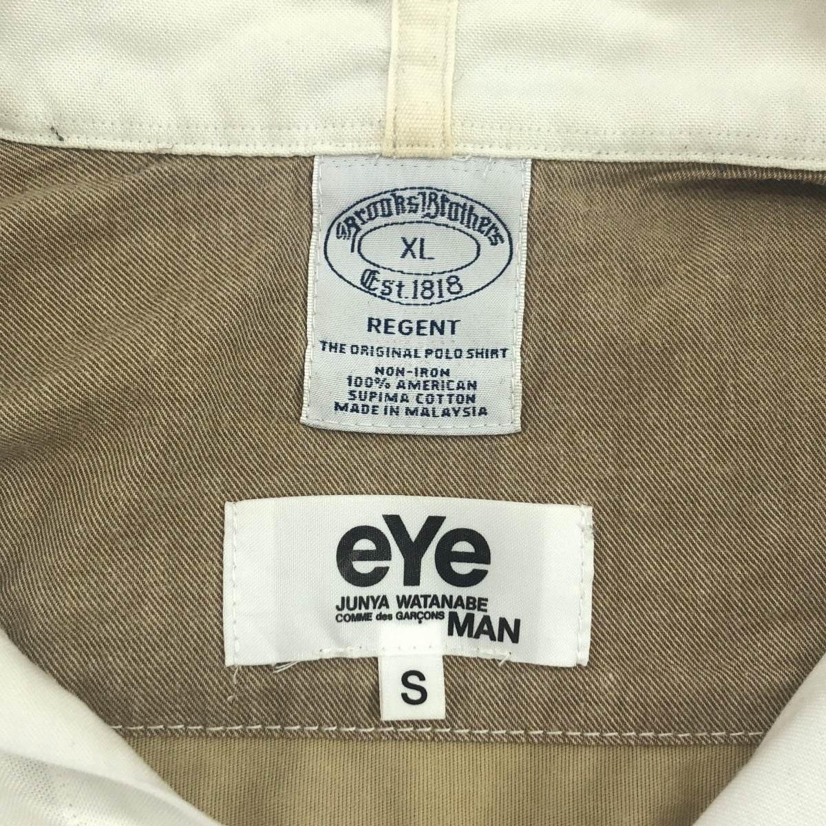 eye JUNYA WATANABE COMME des GARCONS MAN / アイジュンヤワタナベ マン | 2020AW | ×BROOKS BROTHERS ブルックスブラザーズ / 異素材切替 オックスフォード ボタンダウンシャツ | S | ホワイト / マルチカラー | メンズ