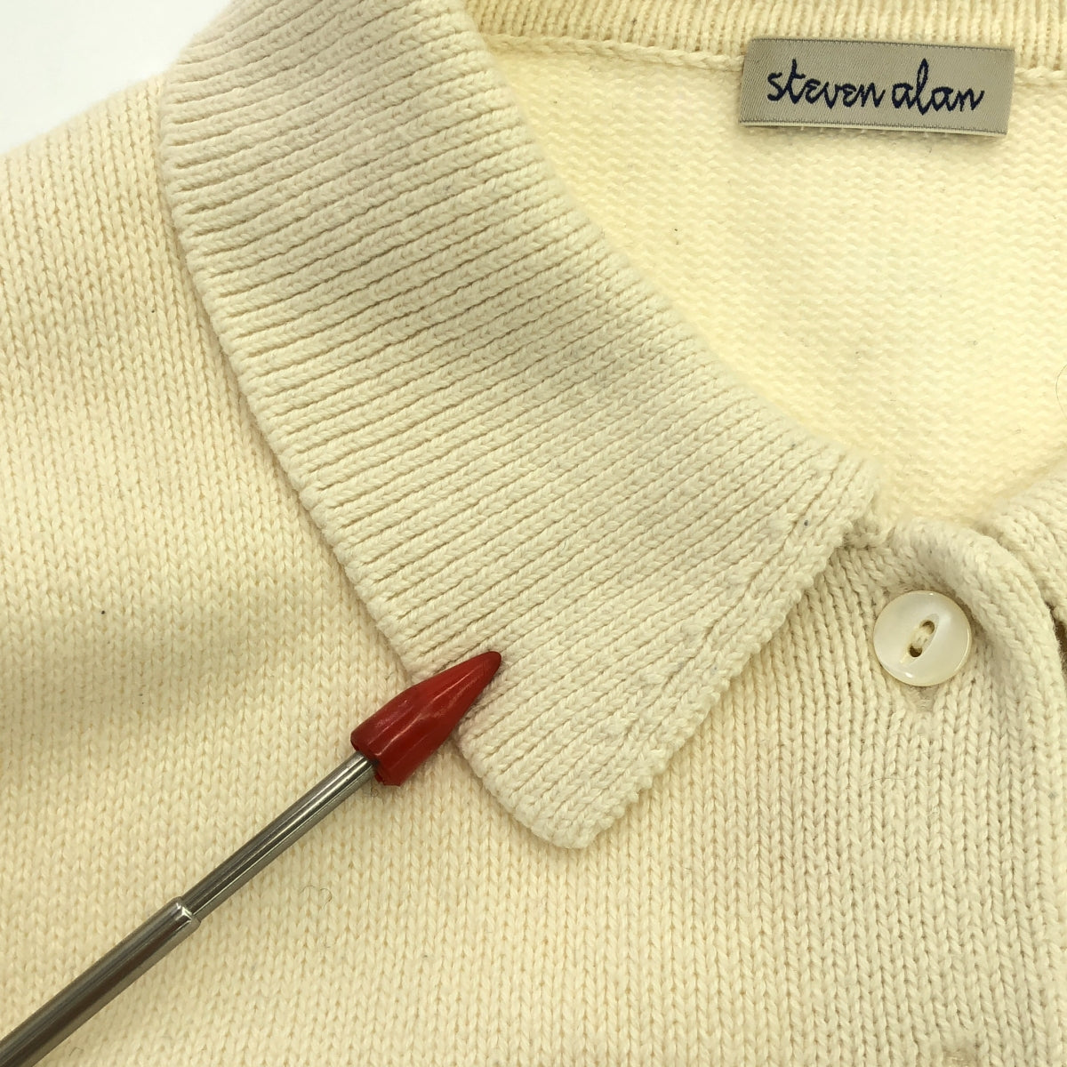 steven alan / スティーブンアラン | COTTON CASHMERE HIGH GAUGE POLO KNIT ポロ ニット | F | アイボリー | レディース