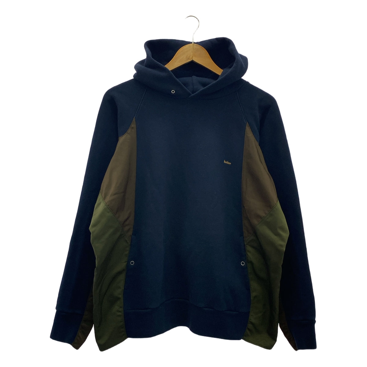 kolor / 컬러 | 코튼 나일론 전환 로고 자수 후드 | 3 | 네이비 | 남성