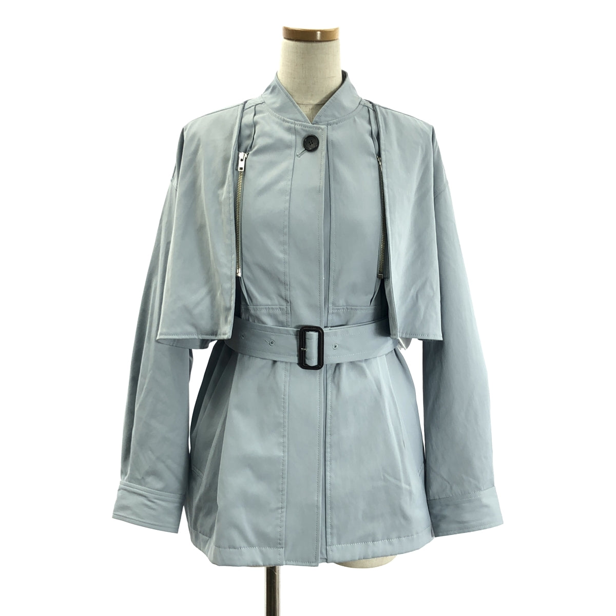 【美品】  CLANE / クラネ | 3WAY ARRANGE JACKET / ベルテッド スリーウェイ アレンジ ジャケット / 総裏地 | 1 | ブルー | レディース