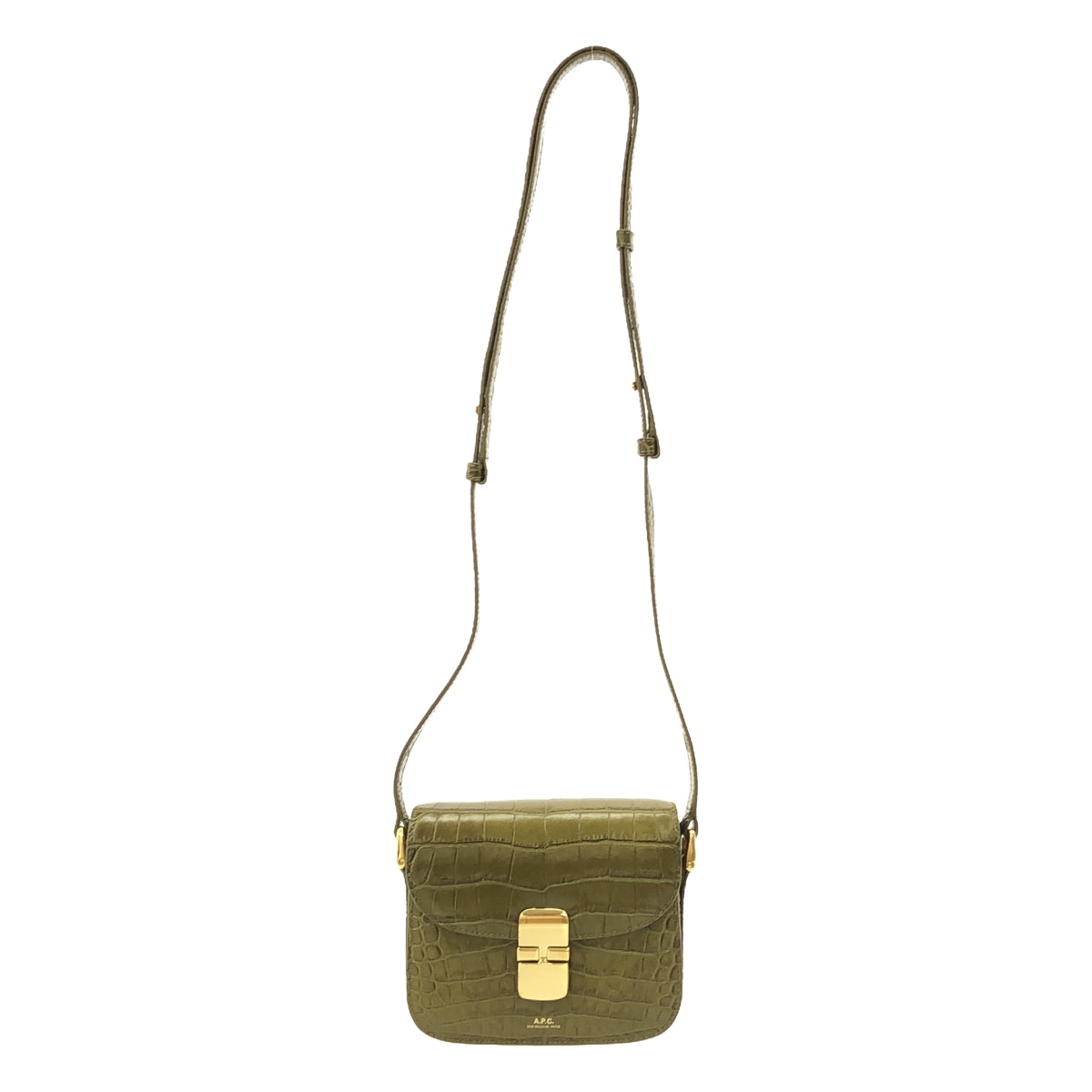 【美品】  A.P.C. / アーペーセー | Grace Mini Bag グレイス クロコ型押し ショルダーバッグ | オリーブ | レディース