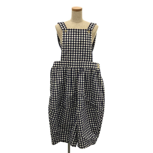 [Good Condition] COMME des GARCONS GIRL | 2023SS | Gingham Check Overalls | XS | White/Navy | Women's