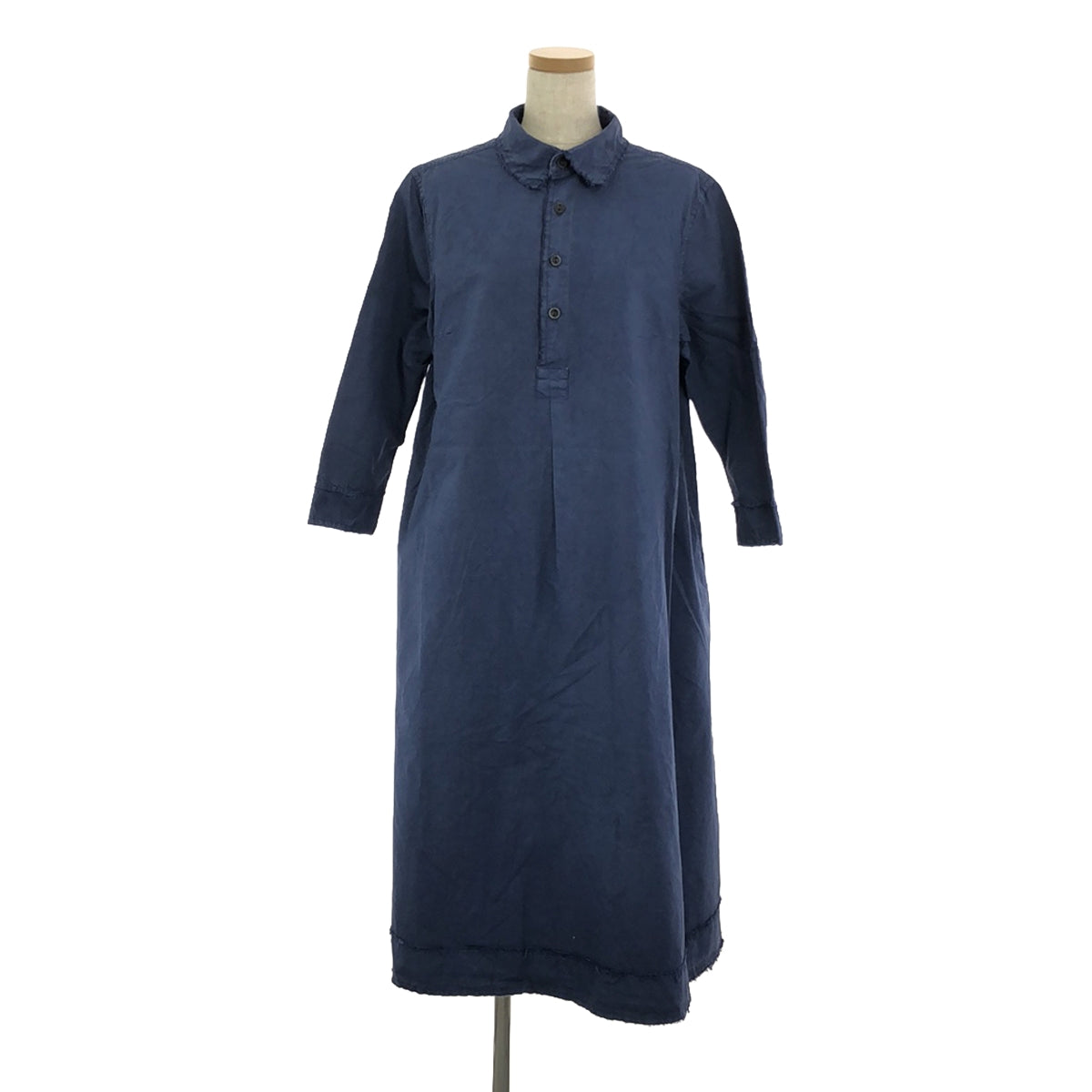 Chez VIDALENC | Pullover shirt dress | Navy | Women's