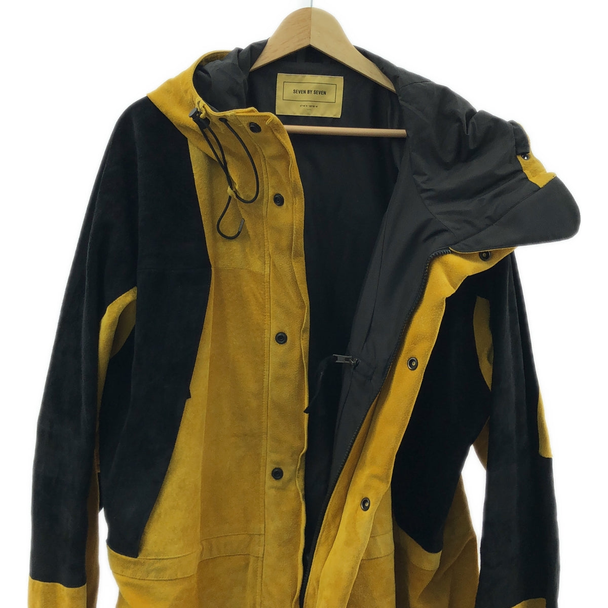 SEVEN BY SEVEN / 세븐 바이 세븐 | 2022AW | Leather mountain parka 스웨이드 가죽 마운틴 파커 | M | 옐로우 / 블랙 | 남성