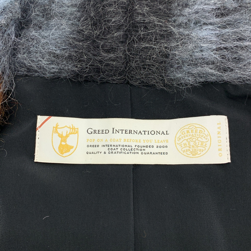 Greed International | 馬海毛格紋長袍外套 | F碼 | 藍/橙/黑 | 女款