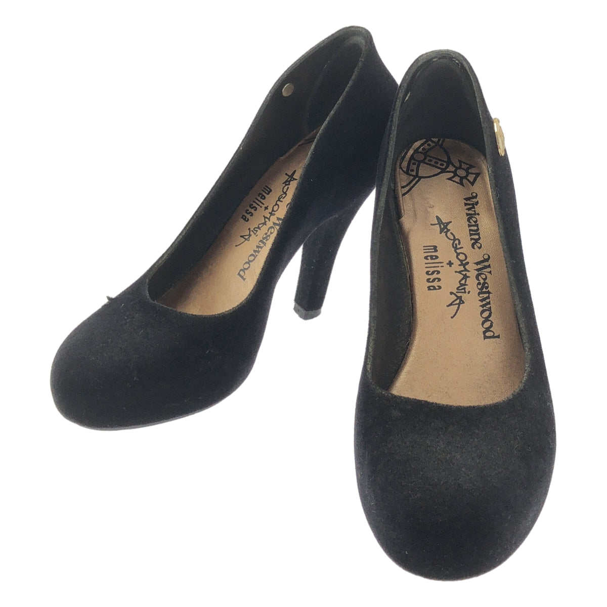 Vivienne Westwood ANGLOMANIA | x Melissa 合作款天鵝絨球形標誌高跟鞋 | 尺寸 22.5 | 女款