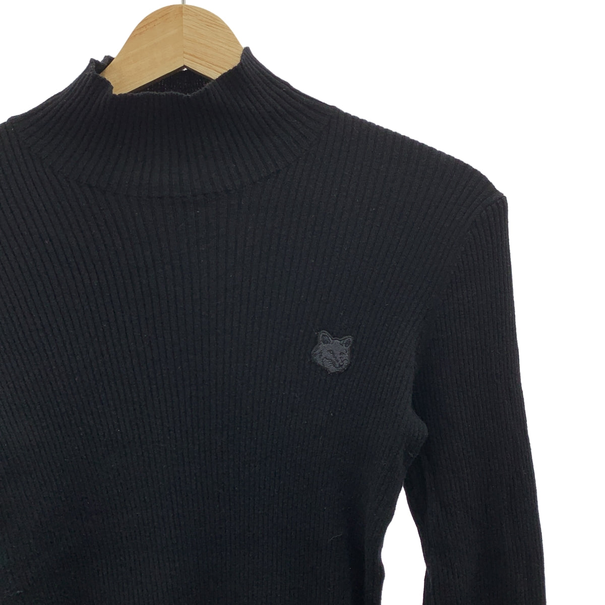 MAISON KITSUNE / メゾンキツネ | ワッペン リブ ハイネック ニット セーター | S | レディース