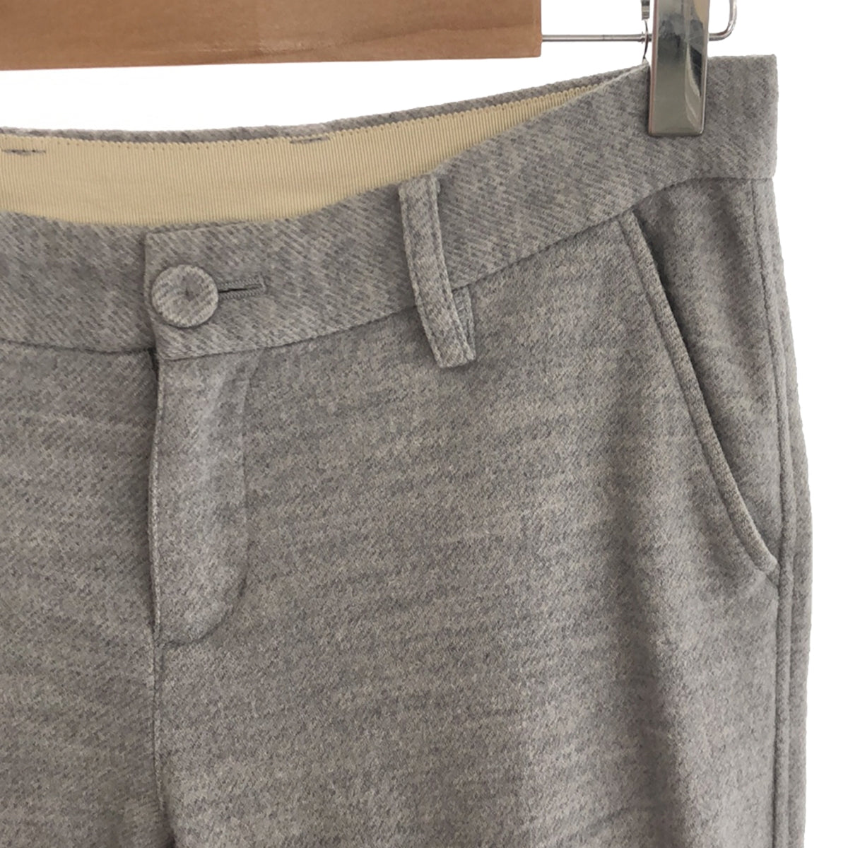 SOLIDO | Wool back ribbon tapered pants | 2 | Grey | Women's