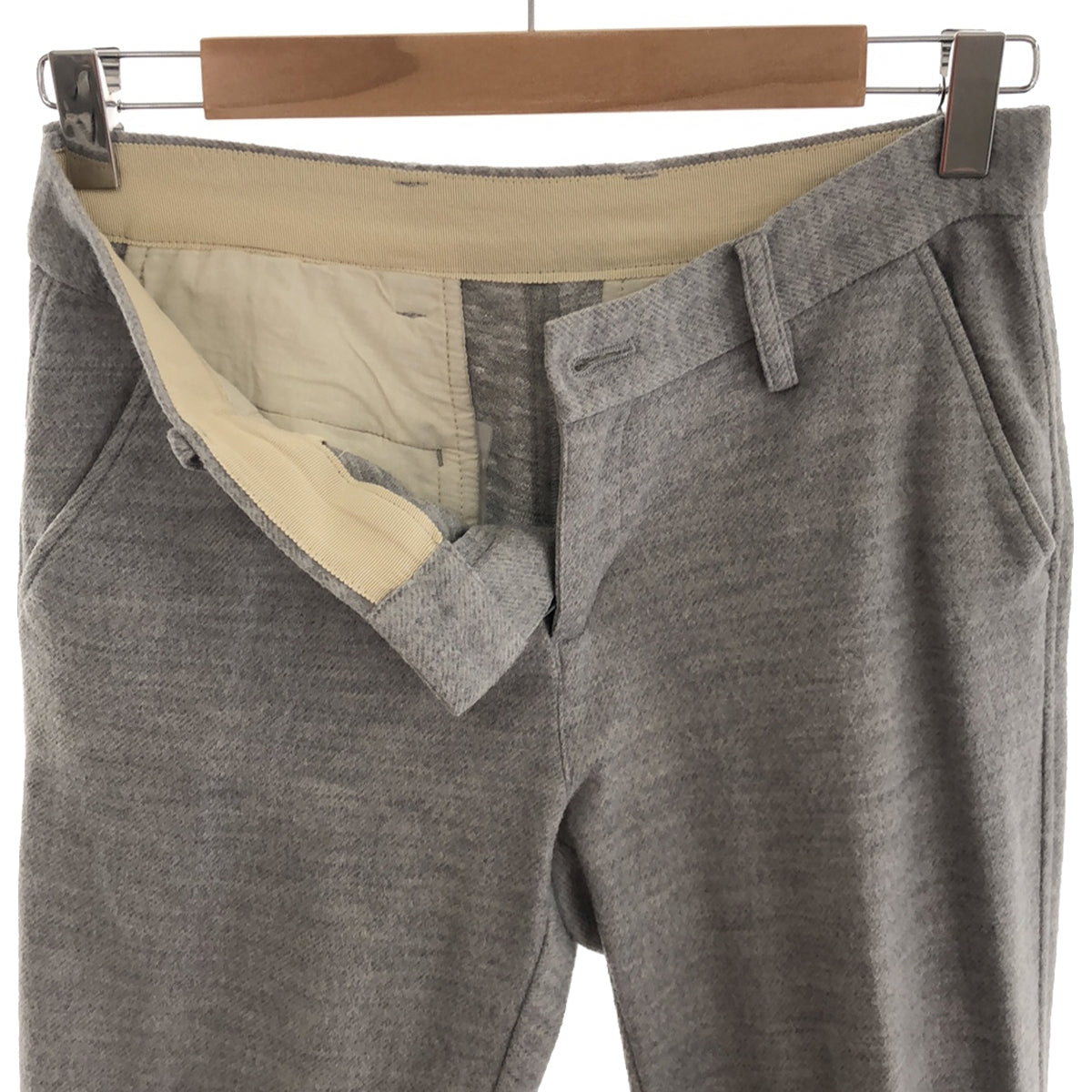 SOLIDO | Wool back ribbon tapered pants | 2 | Grey | Women's