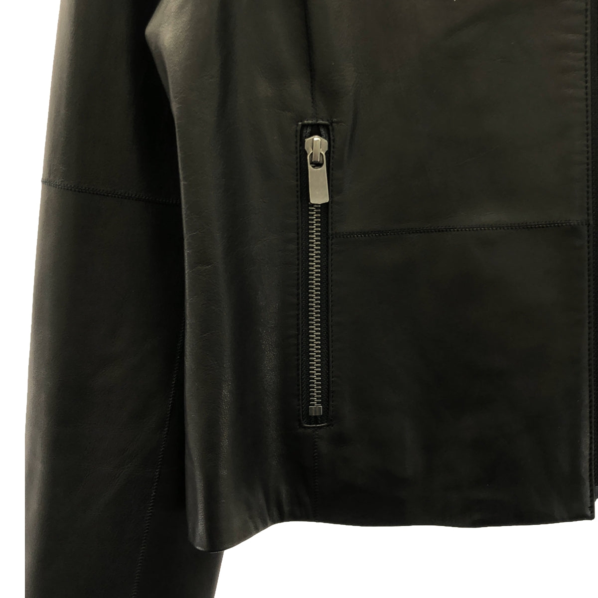 theory / 세올리 | SMOOTH LEATHR FLAT CREW JKT 노 컬러 재킷 | S | 블랙 | 여성