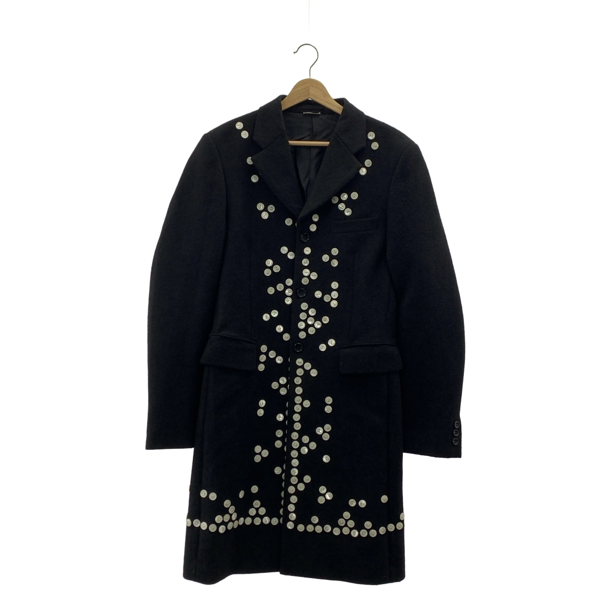 COMME des GARCONS HOMME PLUS / 콤데 갤슨 옴플루스 | 2024AW/AD2024 | JACKET WITH MANY BUTTON 메니 버튼 폴리 에스테르 체스터 코트 | M | 블랙 | 남성