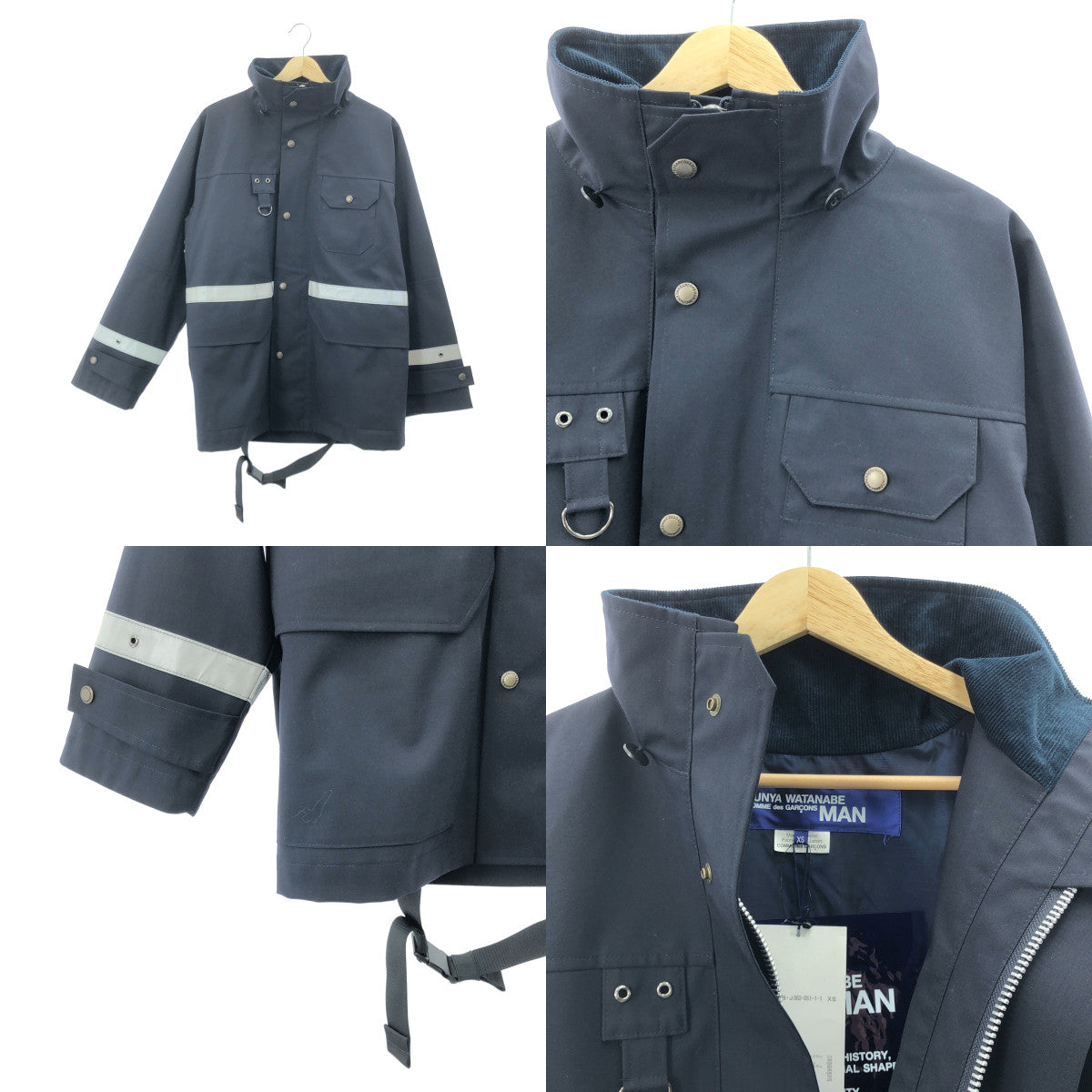 【美品】  JUNYAWATANABE COMMEdesGARCONS MAN / ジュンヤワタナベマン | 2018AW | ファイヤーマン リフレクター オーバーサイズ マウンテン ジャケット | XS | ネイビー | メンズ