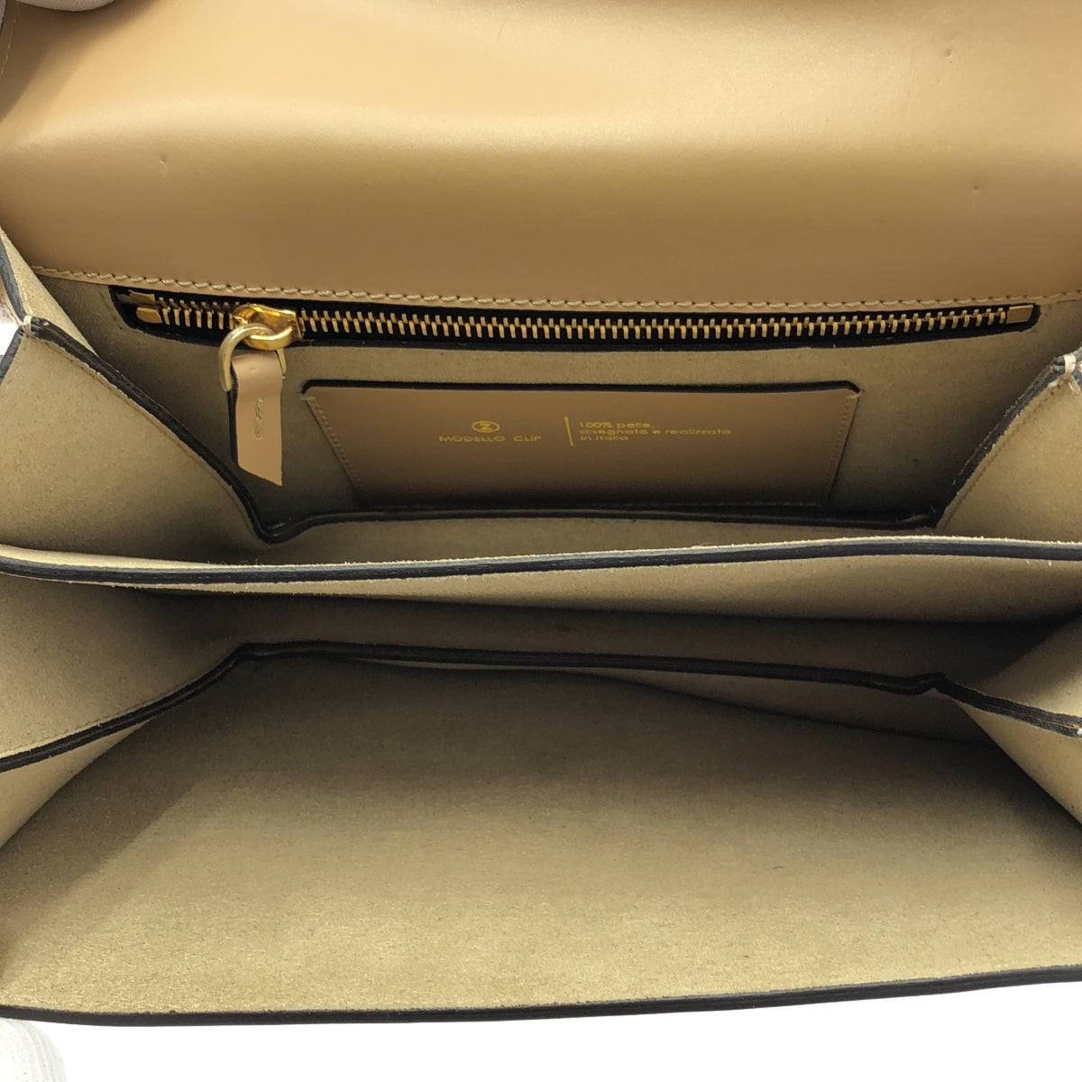 【신품】 ZANCHETTI / 잔 케티 | L'Appartement 취급 2WAY BAG MODELLO CLIP 클립 가죽 가방 | 베이지 | 여성