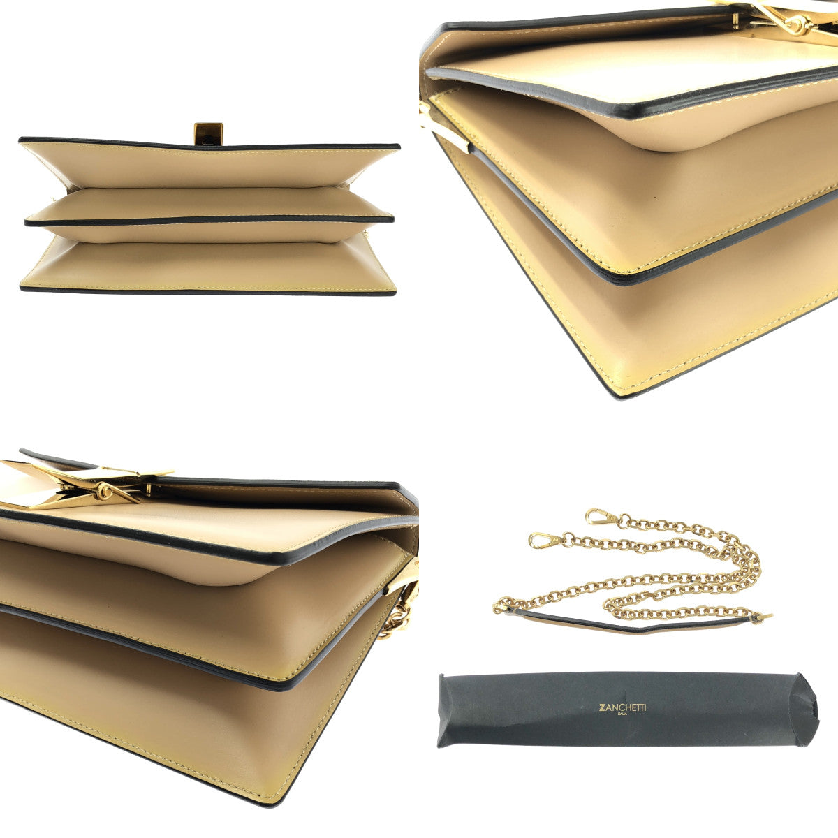 【新品】  ZANCHETTI / ザンケッティ | L'Appartement 取扱い 2WAY BAG MODELLO CLIP クリップ レザー バッグ | ベージュ | レディース