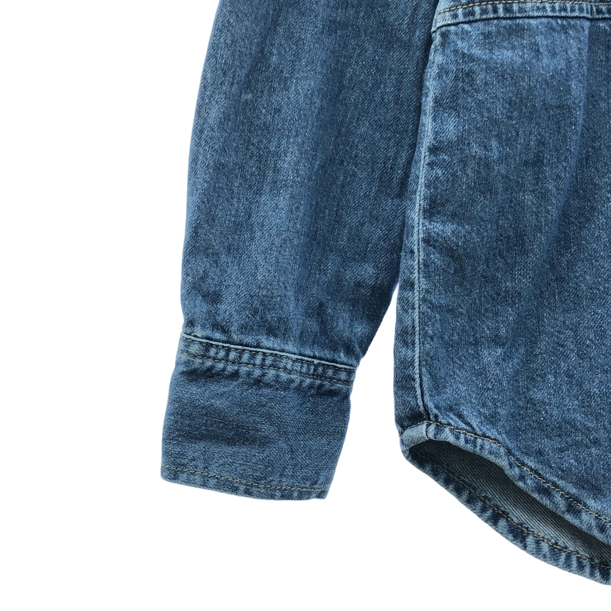 Ganni / ガニー | × Levis デニム ダメージ加工 フリルカラーシャツ | XXS | インディゴ | レディース