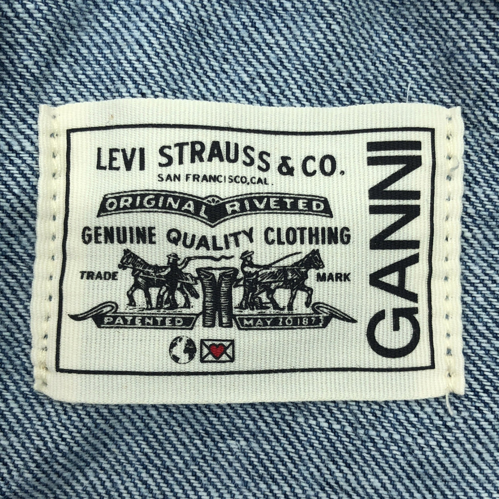 Ganni / ガニー | × Levis デニム ダメージ加工 フリルカラーシャツ | XXS | インディゴ | レディース