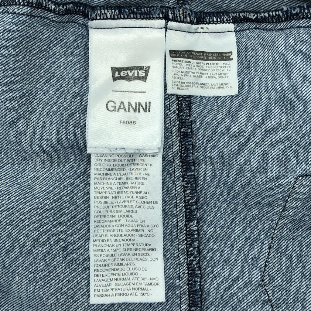 Ganni / ガニー | × Levis デニム ダメージ加工 フリルカラーシャツ | XXS | インディゴ | レディース