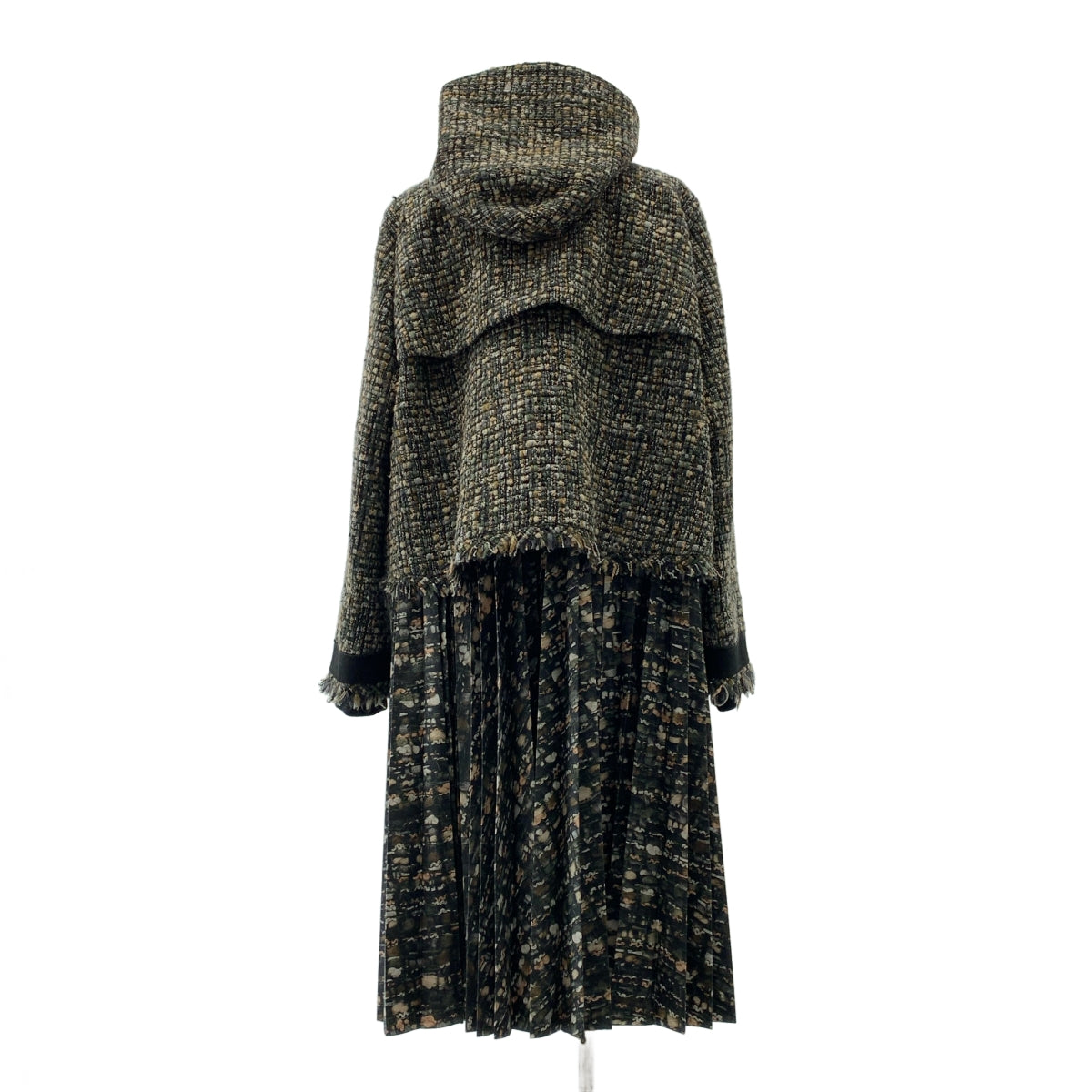 sacai / 사카이 | Tweed Coat / 트위드 주름 전사 인쇄 푸드 코트 | 1 | 여성